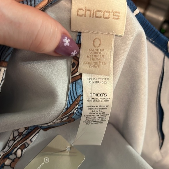 Chico’s Paisley Jacket Coat Topper Faux Suede NWT Chicos Size 0 = XS Blue - Picture 7 of 11